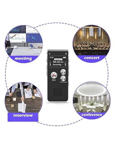 Digital Voice Recorder 16GB Voice Recorder with Playback for Lectures - USB Rechargeable Dictaphone Upgraded Small Tape Recorder Device thumbnail 7