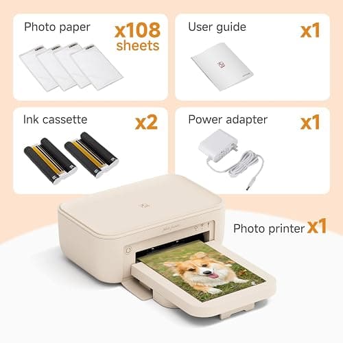 HPRT CP4100 4x6 Photo Printer with 108 Sheets & 2 Ribbons, Dye-Sublimation Printing Portable Instant Picture Printer for iPhone/Android,Full-Color Photo, Wi-Fi Connection, AR Video Printing thumbnail 8