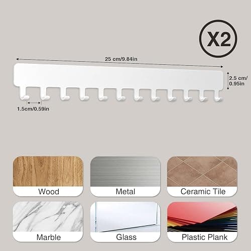 Self-Adhesive Wall Necklace Organizer: 2-Pack White Jewelry Holder for Tangle-Free Necklace Storage and Easy Mounting thumbnail 3