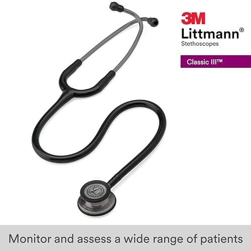 3M Littmann Classic III Monitoring Stethoscope, 5811, More Than 2X as Loud, Weighs Less, Stainless Steel Smoke-Finish Chestpiece, 27" Black Tube, Smoke Stem, and Headset thumbnail 2