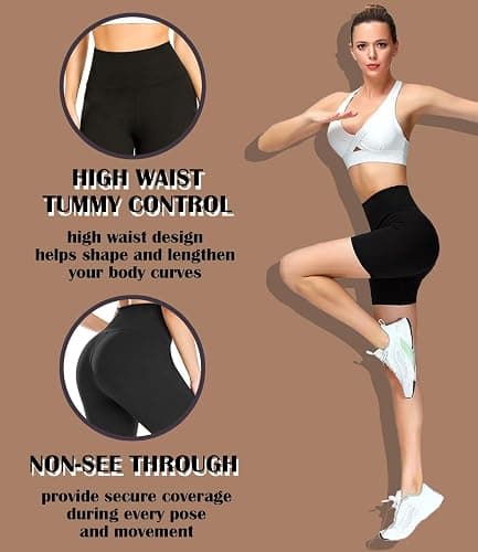 FULLSOFT High Waisted Biker Shorts for Women-5" Tummy Control Fitness Athletic Workout Running Yoga Gym Shorts thumbnail 4