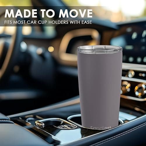SANDJEST Gray Tumbler 20oz Stainless Steel Double Wall Vacuum Insulated, Travel Coffee Cup, Gifts for Men Women Birthday Christmas thumbnail 2