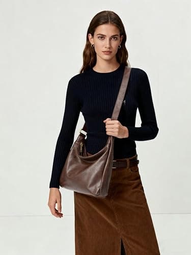 celestina Hobo Bags for Women, Ultra Soft Foldable Vegan Leather Shoulder Handbag, Stylish Slouchy Tote Purses thumbnail 3