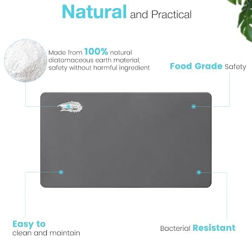Greenturf Large Diatomite Stone Bath Mat, Premium Non-Slip Natural Diatomaceous Earth Bathtub Fast Drying Mats for Bathroom Floor (30" x 17" Dark Grey) thumbnail 5