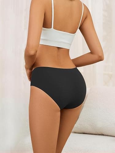 Yifumen Seamless Cotton Underwear for Women No Show Bikini Panties Full Coverage Sexy Soft Comfort Hipsters 6 Pack thumbnail 2
