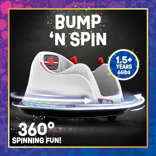 FunPark 6V Electric Bumper Car Ride-On for Toddlers, Ages 1.5–4 Years, LED Lights, 360° Spin, Supports up to 66 lbs (No Remote) thumbnail 3