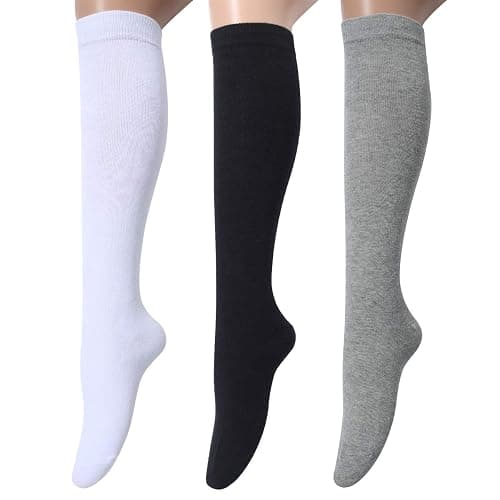 Leotruny 3 Pairs Women's Cotton Opaque Knee High Socks - Image 1
