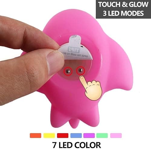 6 Packs No Hole Boat Bath Toy Set, Light up Changing Color in Water, Floating Rubber Bathtub Toys for Baby Toddler Infant Boy Girl Kid Play, Led Growing Pal in Shower Bathroom Tub or Swimming Pool thumbnail 7