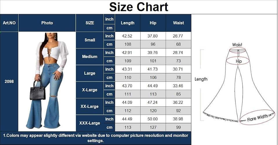Bell Bottom Jeans for Women High Waisted Stretch Ripped Skinny Hole Classic Raw Hem Denim Flare Pants thumbnail 5