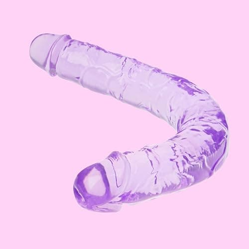 11.8 * 1.37 Inches Double Dildo Crystal Jelly Realistic Anal Long Dildo Penis Soft and Flexible with Veins and Glans Adult Sex Toys for Women/Men/Lesbian Purple thumbnail 2
