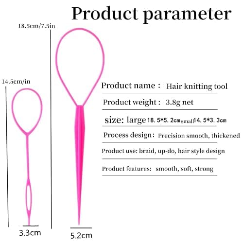 Aigee 6pcs Topsy Tail and Hair Loop Styling Tool Set - Ponytail Makers, French Braid Loops in Large and Small, Hair Pull Through Tools (Pink, Blue, Purple) for Women and Girls thumbnail 4