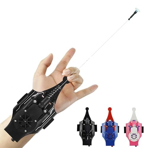 QGHZA 3 Colors Spider Web Shooter with Gloves, USB Charging Web Launcher with 8ft Range Instant Retract Sticky Webs and Suction Cups, Can Grab Small Objects (Black) - Image 1