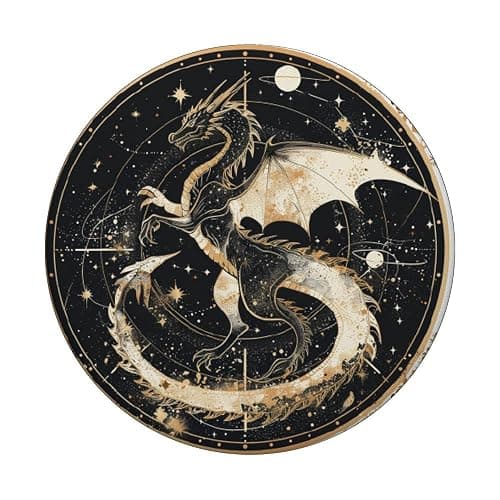 Book Dragon Librarian Mythical Creature Flame Wyvern Fantasy PopSockets Adhesive PopGrip thumbnail 3