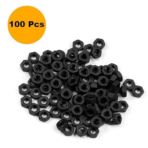 100pcs M5-0.8 Hex Nuts, Carbon Steel, Black Oxide, M5 x 0.8mm Tiny Nuts, Hex Drive, Metric, Right Hand, 8mm Width, 4mm Height, Small Replacement Nut thumbnail 3