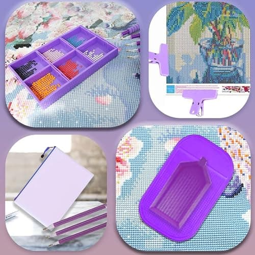 NLXCXUCY 158pcs Diamond Art Accessories Kit All-Inclusive Diamond Painting Tool Set with A4 Diamond Painting Light Pad,Diamond Art Sealer Glue,Diamond Correction,Pens Storage Box for DIY Craft thumbnail 8