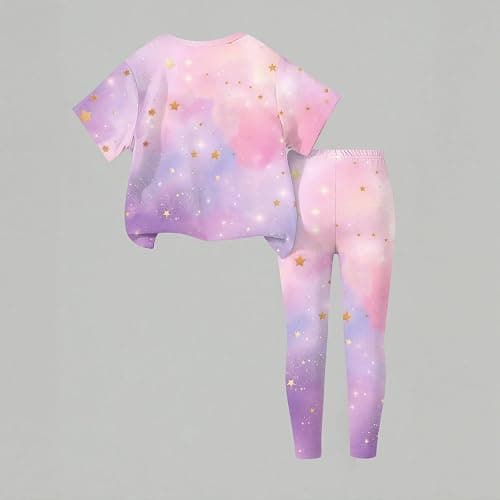 K Pop Outfits Set for Girls Short Sleeve T-Shirt and Long Pants Cute Cartoon Print Graphic Tees Merch Costume 2 Piece thumbnail 7