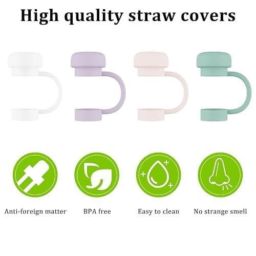 Affute 4 Pcs Straw Covers for Stanley Cup 40-20 oz, 0.4 inches Silicone Straw Cover Caps, Stanley Cups Accessories, Dust-proof and leak-proof (4 Straw Covers) thumbnail 5