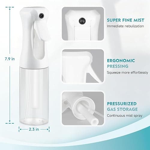 HPPFFY Continuous Spray Bottle, 6.8 OZ Hair Spray Bottles, Ultra-Fine Mister Spray Bottle for Hairstyling, Cleaning, Plants, Pets, Salons, and More (1 Pack) thumbnail 2