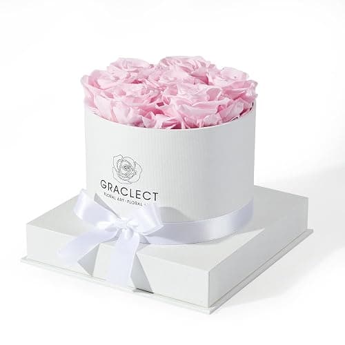 Graclect Flowers for Delivery Prime - Preserved Roses in a Box - Forever Flowers, Immortal Roses, Eternal Rose Birthday Gifts for Her, for Mom - Pink Rose - Image 1