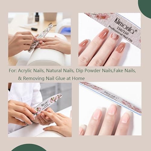 25PCS Floral Professional Nail Files 80/100/150/180/240 Grit, Emery Boards Nail Files for Natural Nails and Acrylic Nails, Double Sided Emory Boards limas para unas acrilicas Reusable Manicure Tools thumbnail 2