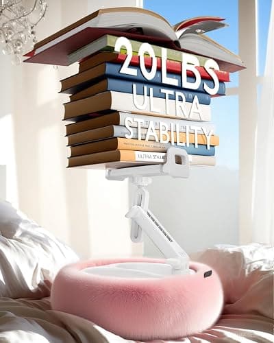 Tablet Pillow Stand, Compatible with 4.7"-12.9" Kindle, iPad, Phone/Tablet, Google, 360° Rotating Phone Holder for Bed, Detachable Bowl, Reading and Relaxation on Bed, Pink, Large (Faux Fur Pillow) thumbnail 6