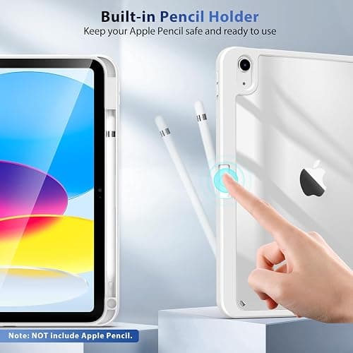TiMOVO Case for iPad A16 11th Gen 11"/10th Gen 10.9", White | Pencil Holder, Slim Trifold Stand Protective Cover, Clear Transparent Back Shell, Auto Wake/Sleep thumbnail 4