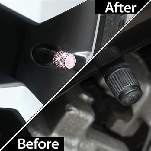 zipelo Bling Valve Stem Caps, 4 Pack Crystal Rhinestone Car Tire Valve Covers, Dustproof Stem Cap for Auto Wheel, Sparkling Tire Air Valves Cover, Universal for Most Vehicles (Pink) thumbnail 3