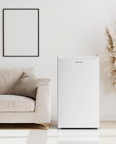 Upstreman 3.2 Cu.Ft Mini Fridge with Freezer, Single Door Mini Fridge, Dorm Fridge, Adjustable Thermostat, Mini Refrigerator for Dorm, Office, Bedroom, White-BR321 thumbnail 2