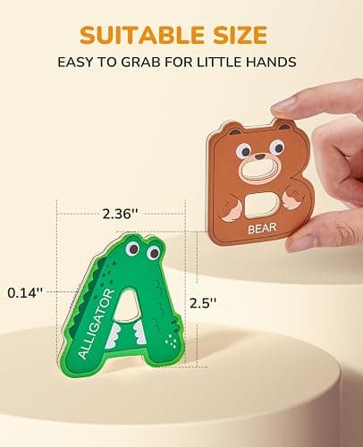 JoyCat Wooden Thick Alphabet Magnets for Toddlers Fridge Large Size Cute Animal Colorful ABC Magnetic Letters 26 Uppercase Letters 0-9 Numbers Toy Set for Kids Toddlers Preschool Learning Spelling thumbnail 3