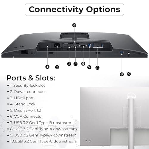 Dell P2425H Computer Monitor Screen 24" 16:9 IPS Display with Stand - 1 Year Warranty, 100Hz Full HD, 1920 x 1080 with Power Cable, Anyhdd DisplayPort, HDMI, USB 3.0 Upstream Cable & Cloth - New thumbnail 4
