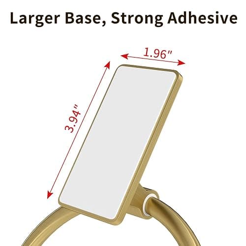 STWWO Gold Towel Ring for Bathroom, Adhesive Hand Towel Holder for Bathroom, Kitchen, No Drill thumbnail 3