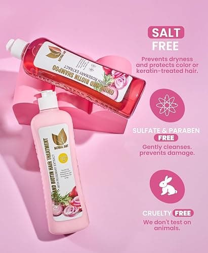NATURAL SANT - Onion Biotin and Rosemary Shampoo & Treatment Set for Stronger, Thicker and Longer Hair - Soft and Shine, Hair Loss and Thinning, Growth Shampoo, Paraben Free, Silicone Free thumbnail 5