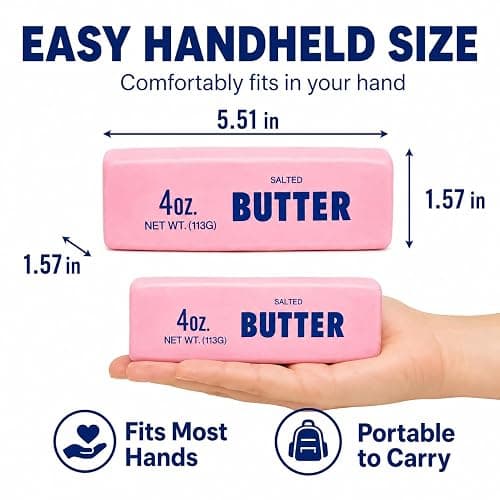 Crunchy Butter Squishy in Pink with Textured ASMR Filling for Adults (Pink) | Soft Squeezable Stress Relief Desk Accessory for Office, Home and Daily Relaxation thumbnail 2