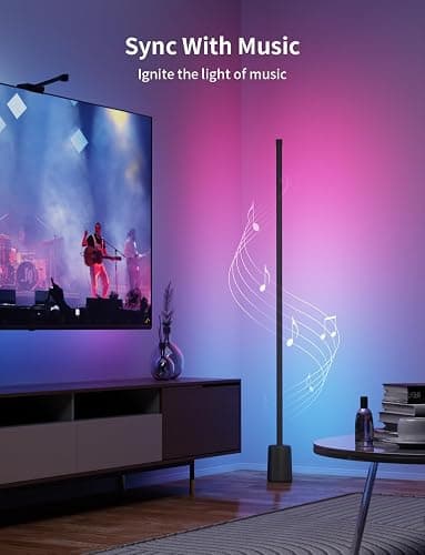 Ailofy Corner Floor Lamp, 1500lm RGBW Corner Lamp Work with Alexa & Google Assistant, 16 Million DIY Colors, Sync with Music, App Control, Modern LED Floor Lamp for Living Room & Bedroom, Black thumbnail 7