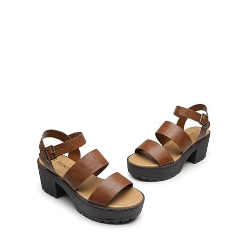 DREAM PAIRS Platform Heels for Women Lightweight Chunky Open Toe Stylish Comfortable Fisherman Sandals with Adjustable Ankle Strap thumbnail 4
