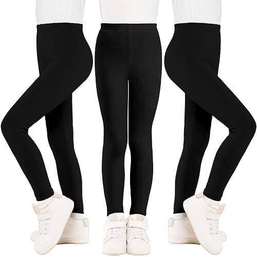 BOOPH Girls Leggings Full Length Stretchy Pants Cotton Kids Footless 2-14 Years - Image 1
