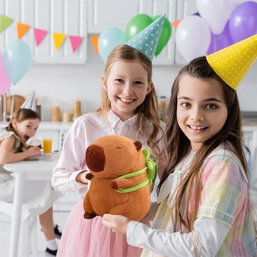 Wonfirang Capybara Plush with Turtle Backpack, 12" Kawaii Capybara Doll Stuffed Birthday Gifts Party Decoration, Cute Plush Toy for Girls Cartoon Fans thumbnail 7