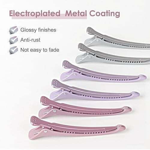AIMIKE Hair Sectioning Clips with Silicone Band - 6pcs No Crease Duck Billed Clips for Styling, Cutting, and Rollers in Morandi Color thumbnail 2