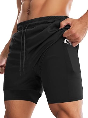 Aolesy Men's Gym Shorts with Liner 5"/7"/9" Lightweight Running Shorts Mesh Workout Athletic Shorts with Pockets - Image 1