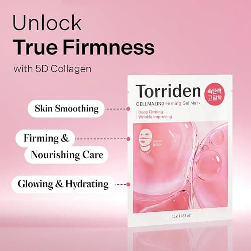 Torriden CELLMAZING Collagen Firming Gel Sheet Mask for Face & Neck (4 Pack) | Smoother, Firmer-Looking Skin with 5D Collagen Complex | Korean Skincare Mask thumbnail 2