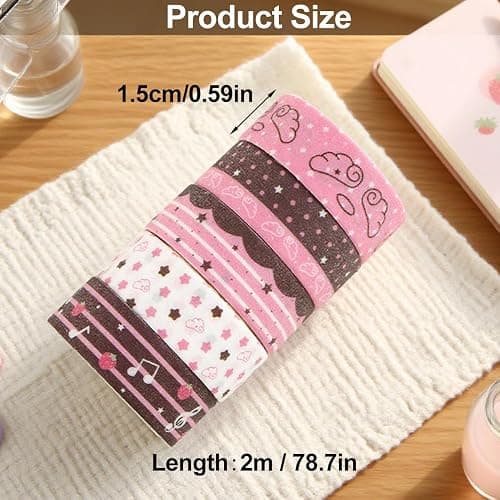 5Rolls Pink Strawberry Musical Note Glitter Washi Tape Set Decorative Star Masking Tapes Bulk Cute Washi Sticker for Journaling Kawaii Sparkling Scrapbook Tape Supplies for Craft Scrapbooking Journal thumbnail 2