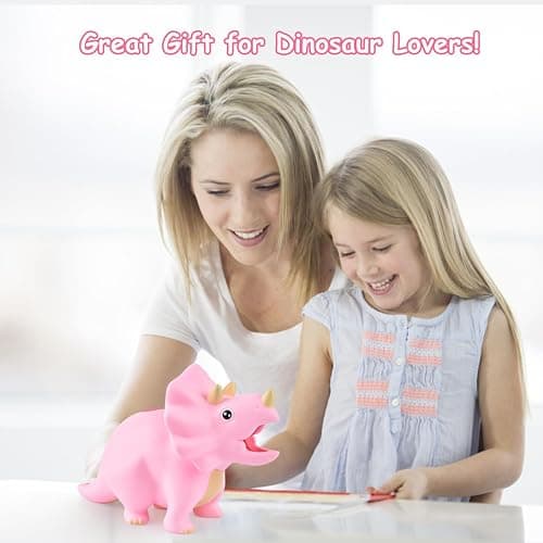 PJDRLLC Dinosaur Toys for Kids - Dinosaur Piggy Bank for Girls, Unbreakable Plastic Money Coin Bank, Great Gifts for Birthday, Easter, Christmas (Pink) thumbnail 2
