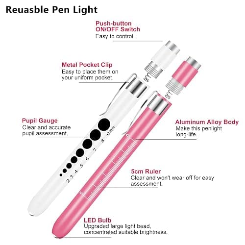 3 Pack Medical Scissors and Pen Light Set Trauma Shears Pen Lights for Nurses Bandage Scissors with Carabiner LED Penlight with Pupil Gauge Stainless Steel Nurse Shears for Doctor Paramedics EMS EMT thumbnail 3
