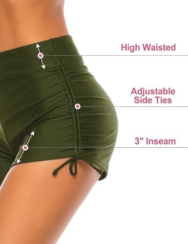 Lecieldusoir Women's Swim Shorts High Waisted Bathing Suit Bottoms Swimsuit Boy Shorts Swimwear Bikini Board Shorts thumbnail 3