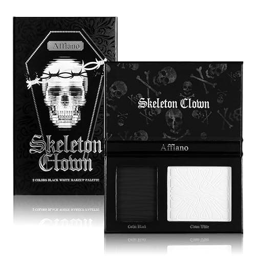Goth Makeup Palette, Black White Duo Matte Pressed Powder Eyeshadow Palette for Smoky Gothic Makeup, High Pigmented Long Last Concealer Foundation Pallet for Halloween Skeleton Clown SFX Costume Joker thumbnail 9