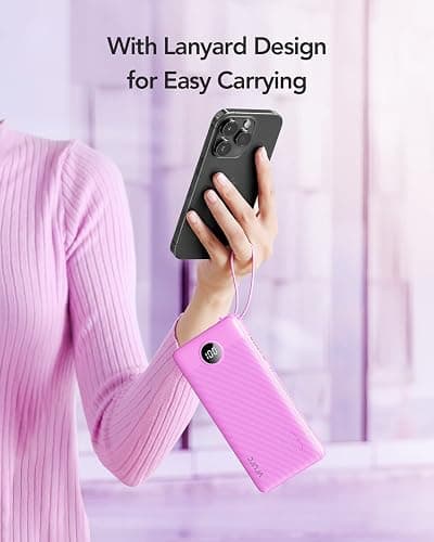 VRURC Portable Charger 10000mAh, Travel Essentials Battery Pack, 5 Output 2 Input Power Bank, Built-in Micro & USB C Cables Phone Charger for iPhone 17 Pro 17 16 15 14 13,Android-Purple(1 Pack) thumbnail 8