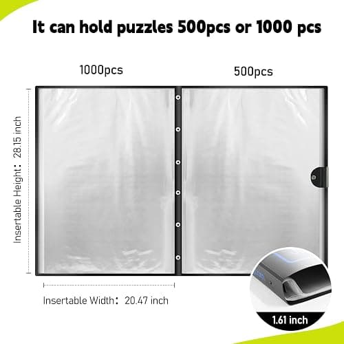ALL4JIG Puzzle Storage Folder Keeper for Jigsaw Enthusiasts Puzzle Space-Saving Organizer Accessories for Adults Holds 20 Puzzles, HD Film Pockets thumbnail 2