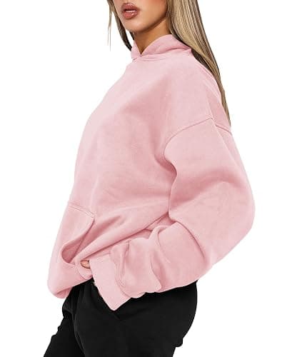 TICTICMIMI Women's Hoodies Sweatshirts Cute Long Sleeve Tops Loose Fleece Pullover Shirts with Pocket - X-Large - Pink thumbnail 4