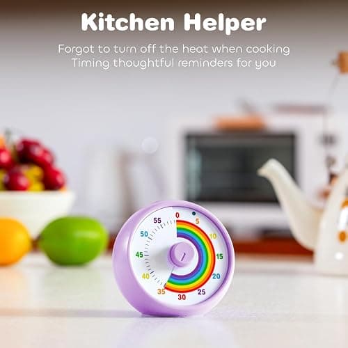 Visual Timer for Kids, 60-Minute Countdown for Classroom Office Kitchen, Desk Timer Kids Time Management Tools with Silent Operation, Pomodoro Timer Rainbow Pattern Purple thumbnail 6