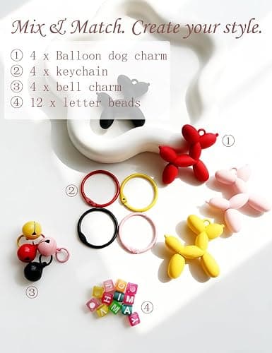 FANEVER Jelly Balloon Dog Keychain Bulk for Women Teen Girls Cute Designer Bag Charm for Backpack Purse Tote Handbag Bookbag thumbnail 3